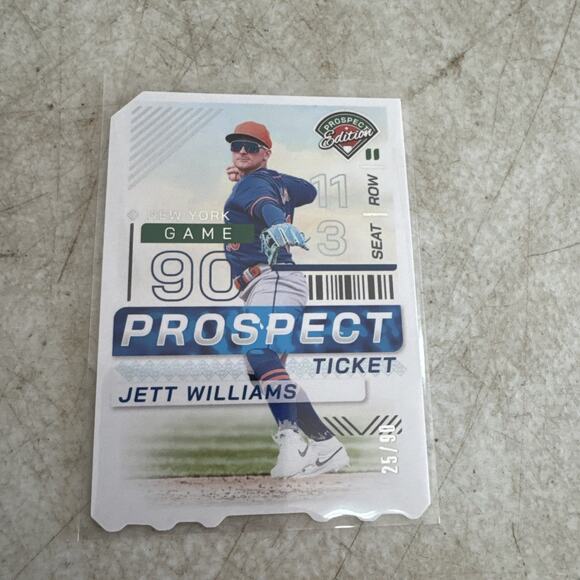 2024 Panini Prospect Edition Jett Williams TICKET STUB SP - #'d 25/90 Mets - Picture 3 of 7